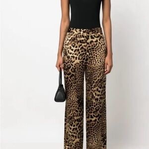 Nili Lotan Brown and Black Silk  Trousers- Large